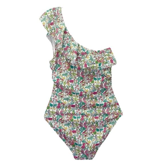 J. Crew Size 2 Ruffle One Shoulder Swimsuit Liberty Floral Print Recycled Fabric - Picture 3 of 14